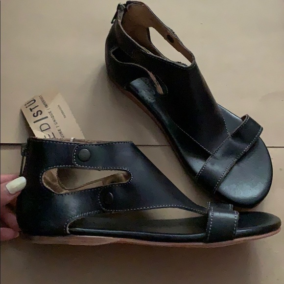 New bed Stu black Leather Gladiator Sandals Sz 7 - Picture 2 of 13
